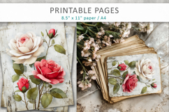 grunge floral junk journal pages, scrapbook paper Product Image 7