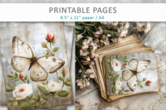 grunge floral pages, junk journal Product Image 6