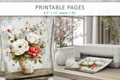grunge floral pages, printable papers Product Image 4