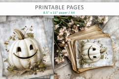 grunge pumpkin halloween pages, junk journal Product Image 6