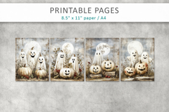 grunge halloween pages, cute ghosts printable Product Image 2