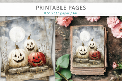 grunge halloween pages, vintage pumpkins pages Product Image 3