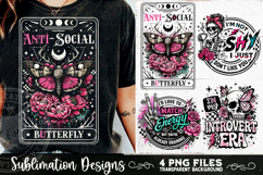 Antisocial Sarcastic PNG Funny Sublimation 4 Designs Product Image 1