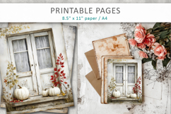 pumpkins journal pages, grunge halloween paper Product Image 6
