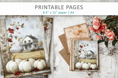 grunge pumpkins journal pages, halloween papers Product Image 7