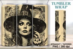 Grunge Witch Tumbler Sublimation, 20 oz Tumbler Wrap Product Image 4
