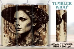 Grunge Witch Tumbler Sublimation, 20 oz Tumbler Wrap Product Image 5
