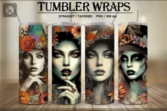 4 Grunge Witch Tumbler Sublimation, 20 oz Tumbler Wrap Product Image 1
