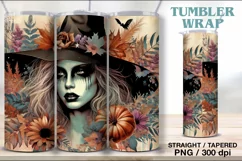 4 Grunge Witch Tumbler Sublimation, 20 oz Tumbler Wrap Product Image 2