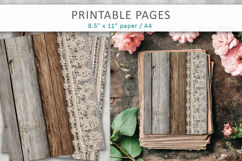 Vintage Rustic Wood and Lace Papers, scrapbook paper Product Image 1