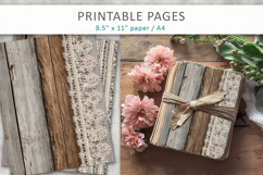 Vintage Rustic Wood and Lace Papers, scrapbook paper Product Image 3
