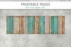 Vintage Rustic Wood and Lace Papers, scrapbook background Product Image 2