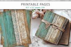 Vintage Rustic Wood and Lace Papers, scrapbook background Product Image 4
