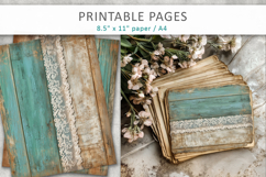 Vintage Rustic Wood and Lace Papers, scrapbook background Product Image 5