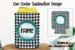 Buffalo Plaid Snowflakes | Sublimation Can Cooler Design Product Image 1
