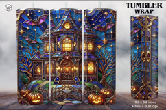 Haunted House Tumbler Sublimation, 20 oz Tumbler Wrap Product Image 3