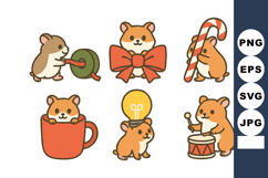 Cute hamster characters playing with objects including candy Product Image 1