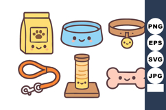 Cute pet accessories including food bag, bowl, collar, leas Product Image 1
