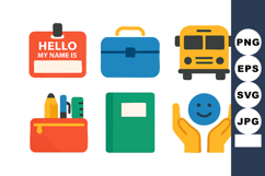 Business and educational icons with briefcase school bus no Product Image 1