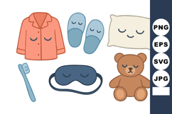 Sleep essentials vector with pajamas slippers pillow teddy Product Image 1