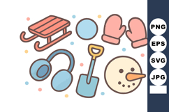 Winter season icons with sled mittens earmuffs shovel and sn Product Image 1