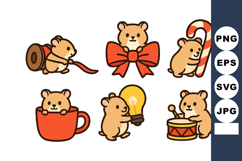 Cute hamsters with Christmas accessories and holiday objects Product Image 1