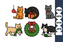 Cute cats playing with Christmas decorations and holiday wre Product Image 1