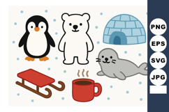 Cute penguin polar bear seal igloo sled cup warm drink winte Product Image 1