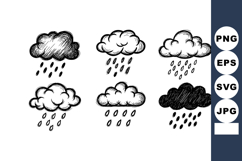 Rain Clouds Vector Collection with Various Shapes and Shadin Product Image 1