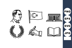 Mustafa Kemal Atatürk portrait with Turkish flag laurel wrea Product Image 1