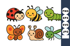 Cute cartoon insects and bugs collection including ladybug, Product Image 1