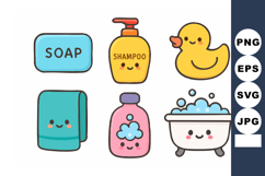 Cute bathroom hygiene items with soap shampoo rubber duck to Product Image 1