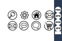 Communication and technology icons set with magnifying glass Product Image 1