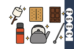 Smores ingredients and camping essentials vector with marshm Product Image 1