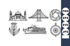 Istanbul famous landmark vector set including mosque bridge Product Image 1