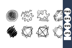 Abstract black ink brush strokes and scribble shapes vector Product Image 1