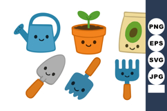 Cute gardening tools and plant pot with seed packet vector i Product Image 1