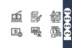Financial growth and analysis icons set for business success Product Image 1