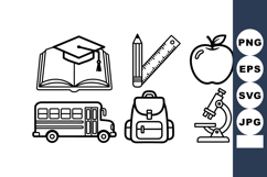 Education icons set with book, graduation cap, pencil, ruler Product Image 1