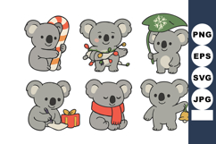 Cute koala bears with Christmas decorations and winter acces Product Image 1