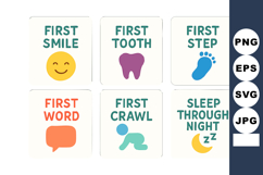 Baby milestones first smile tooth step word crawl sleep thro Product Image 1