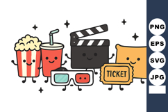 Movie night icons with popcorn drink 3d glasses ticket and p Product Image 1