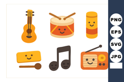 Musical instruments and notes vector with guitar drum maraca Product Image 1