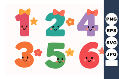 Colorful smiling numbers one two three four five six with bo Product Image 1