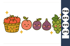 Cute smiling basket of apples peach figs and bunch of grapes Product Image 1