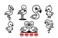 Cute Cartoon Flamingo Vector Illustrations Product Image 1