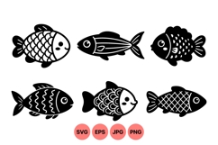 Hand Drawn Fish Silhouette Vector Clipart Design Product Image 1