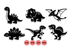 Cute Black Dinosaur Silhouette Clipart Product Image 1