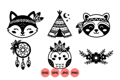 Boho Woodland Animals SVG Clipart Product Image 1