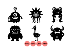 Cute Silhouette Monster Clipart Design Product Image 1